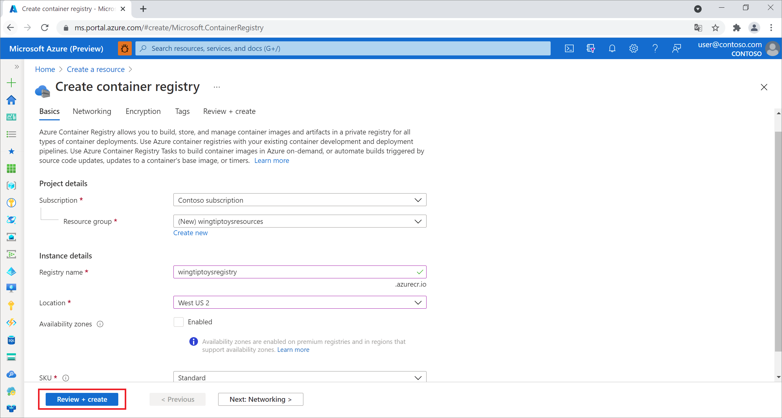 Konfigurieren der Azure-Containerregistrierungseinstellungen