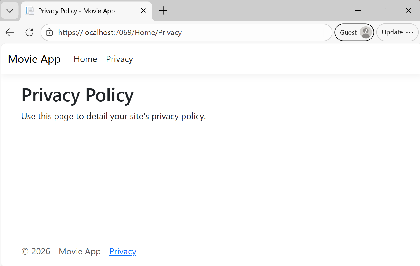 Privacy tab.