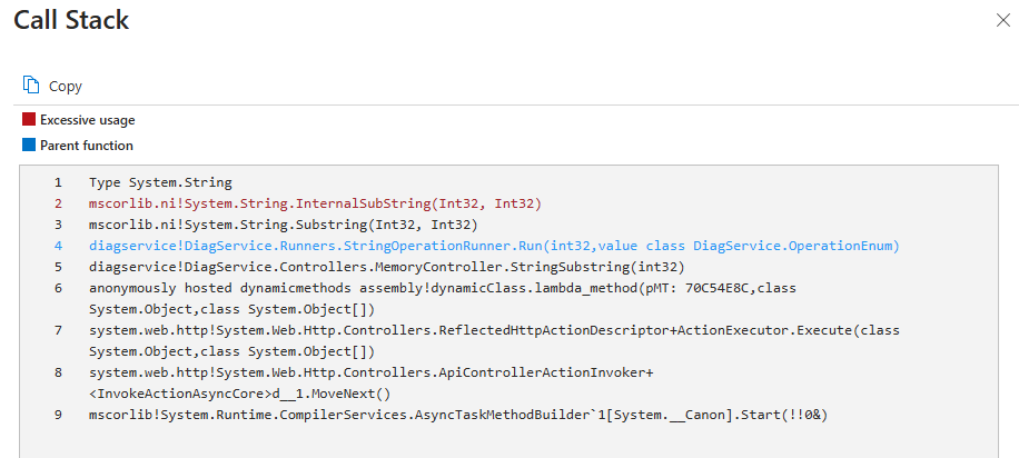 Screenshot of the expanded call stack for the specific CPU result from earlier.