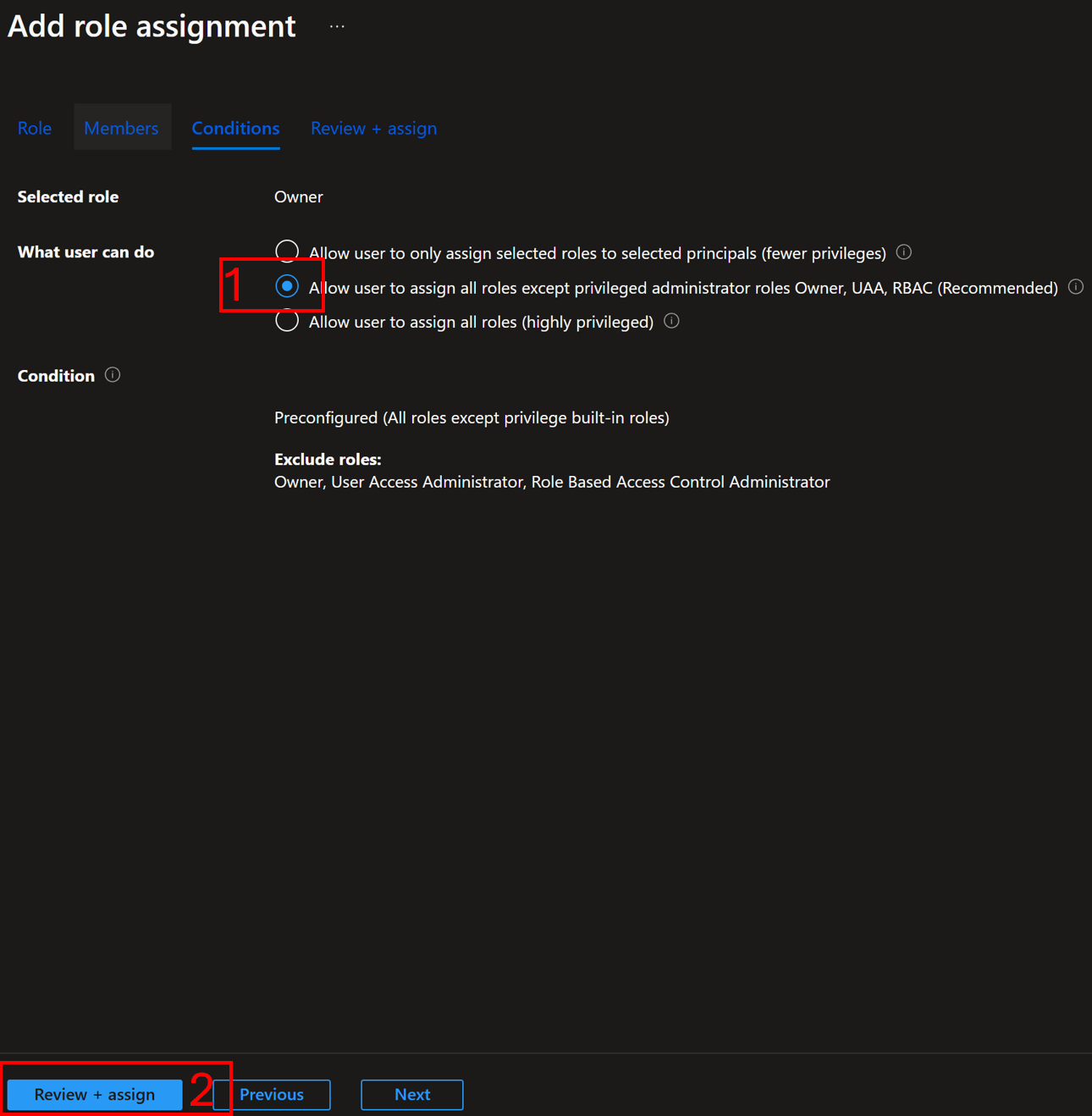 Screenshot showing the add condition view if your subscription requires it.