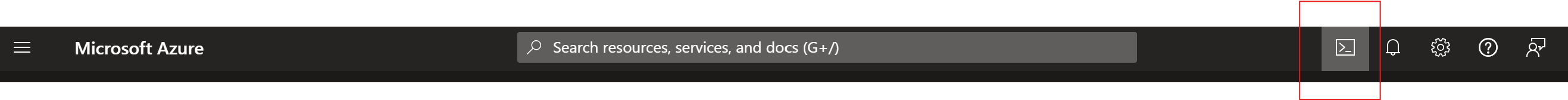 Screenshot showing the location of the Cloud Shell icon in the portal.
