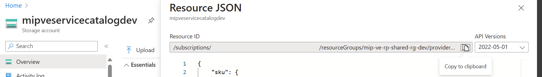 Screenshot of account resource id for use in this deployment.