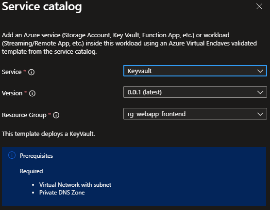 Screenshot showing the Storage Account template selected from the service catalog list.