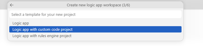 Screenshot shows the prompt to select a project template.