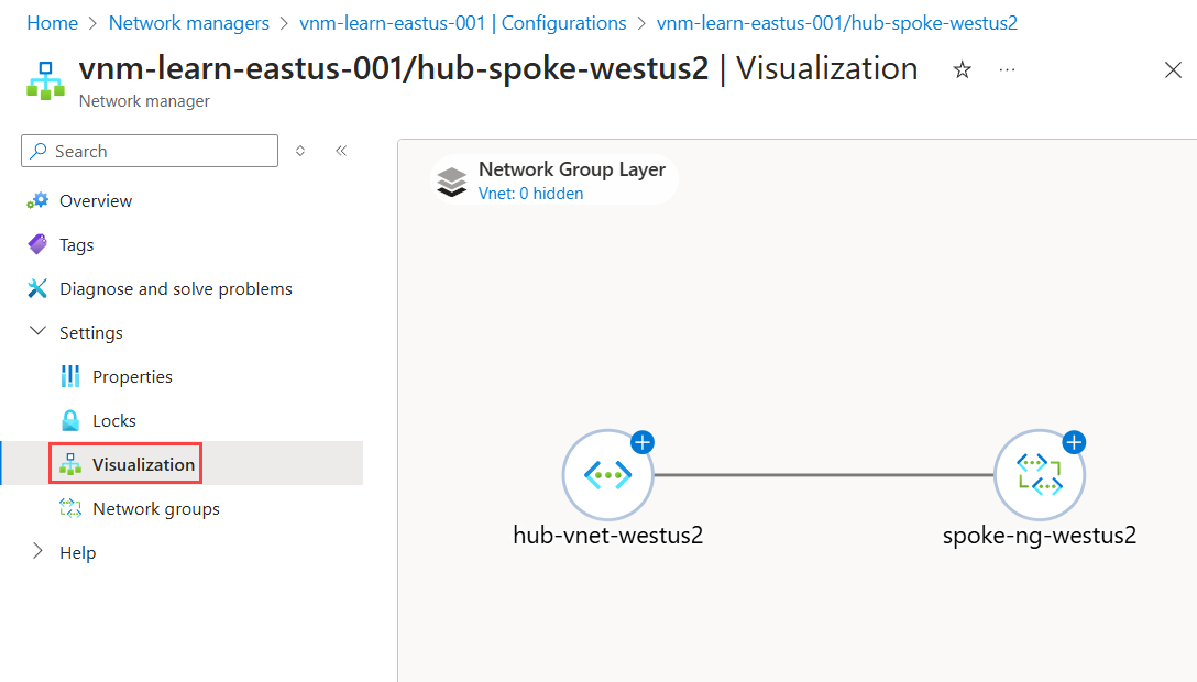 Screenshot of visualization window showing topology of connectivity configuration.