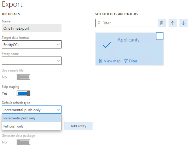 Screenshot of export page.