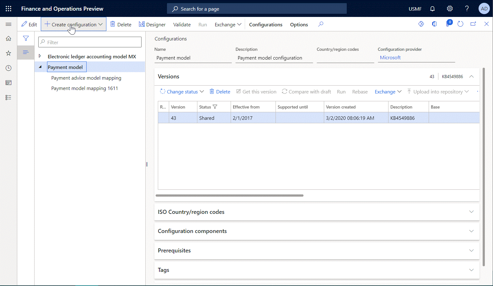 Screenshot of creating a format configuration on the Configurations page.