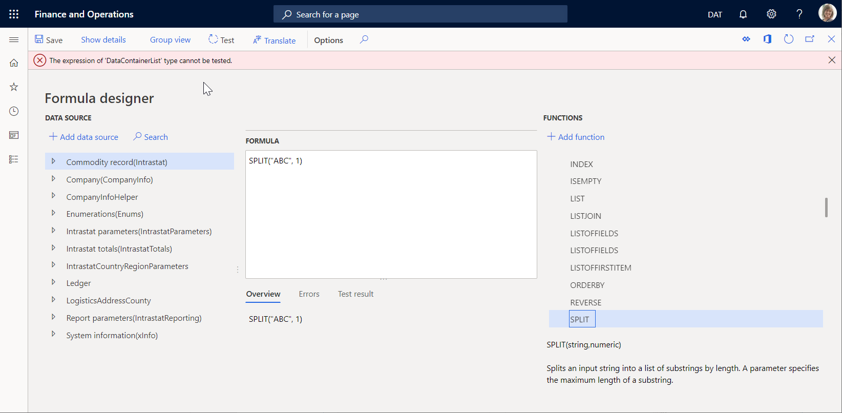 Screenshot of an error message.