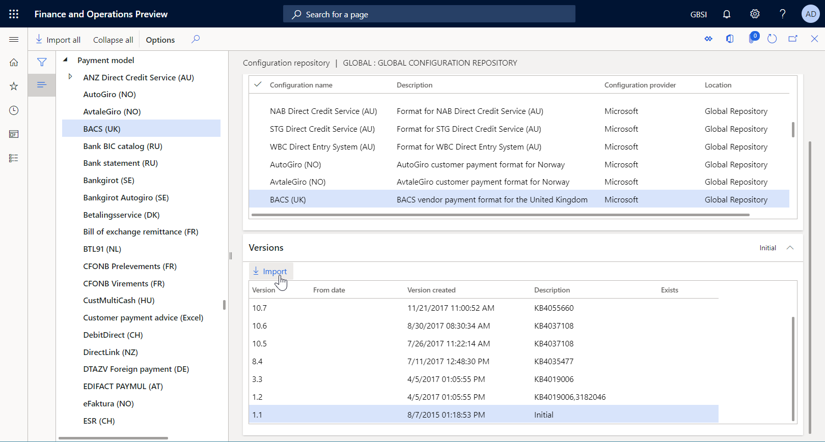 Screenshot of the Configuration repository page.