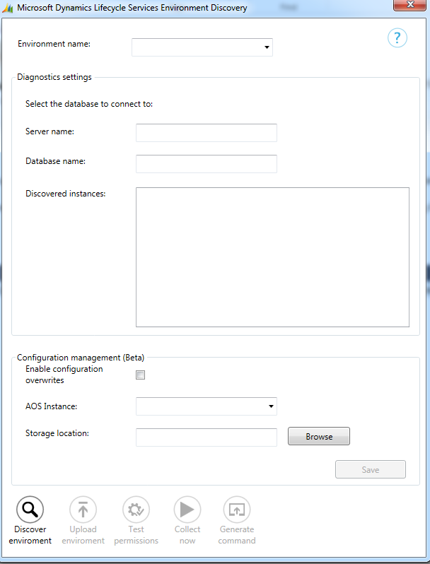 Screenshot of System diagnostic discovery for Config manager.