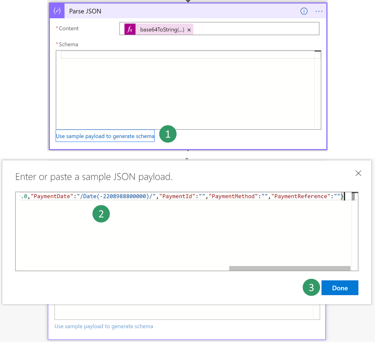 Screenshot of Message schema.