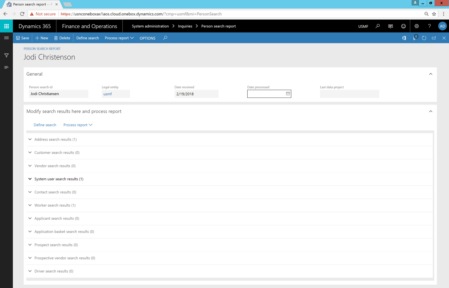 Screenshot of the review search results page.