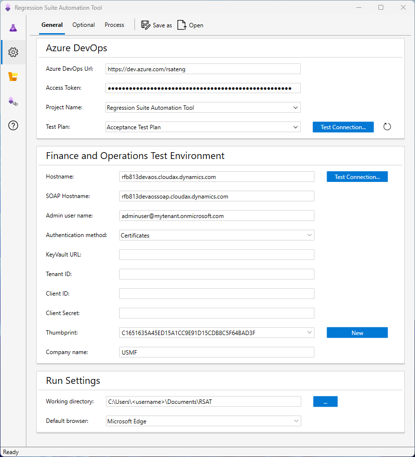 Screenshot of RSAT settings.