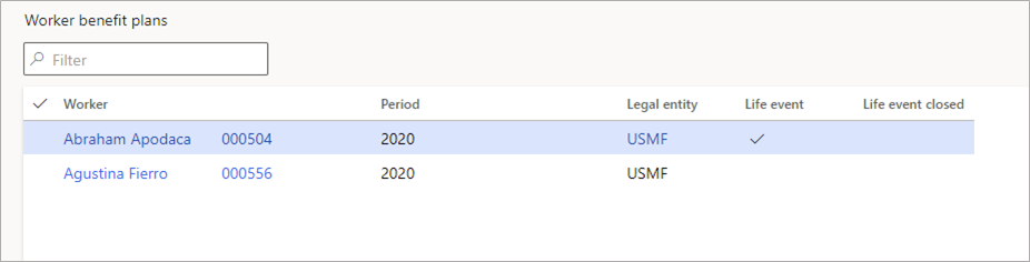 Screenshot of the Worker benefit plans page.