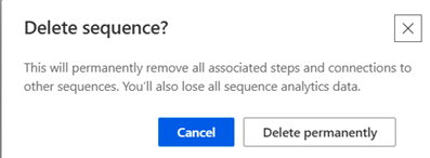 Screenshot of the confirmation message for deleting a sequence.