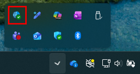 Screenshot that shows the GSA client icon in the Windows system tray.