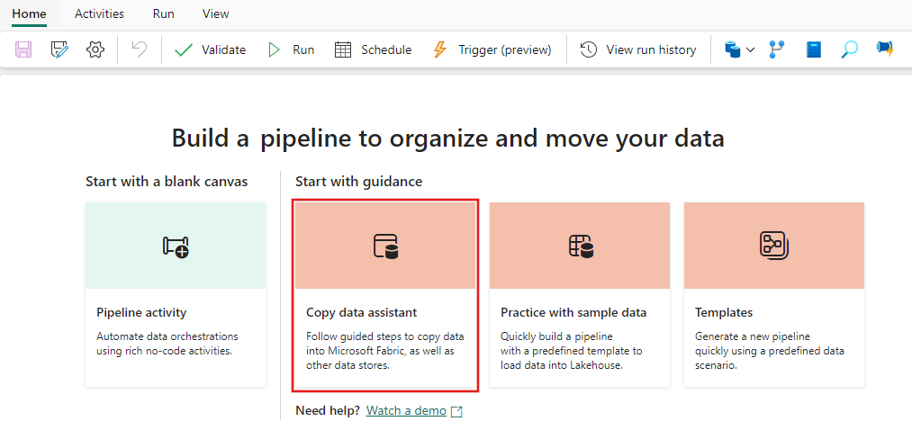 Screenshot showing the two places you can access the copy assistant.