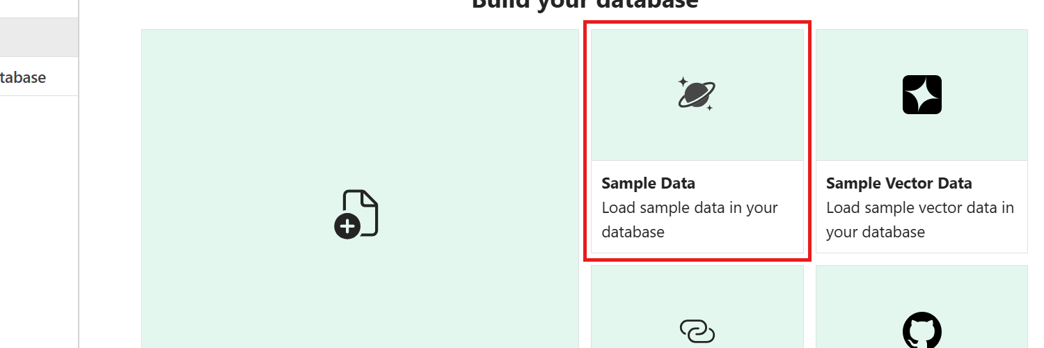 Screenshot of the option to load sample data into the database using the Fabric portal.