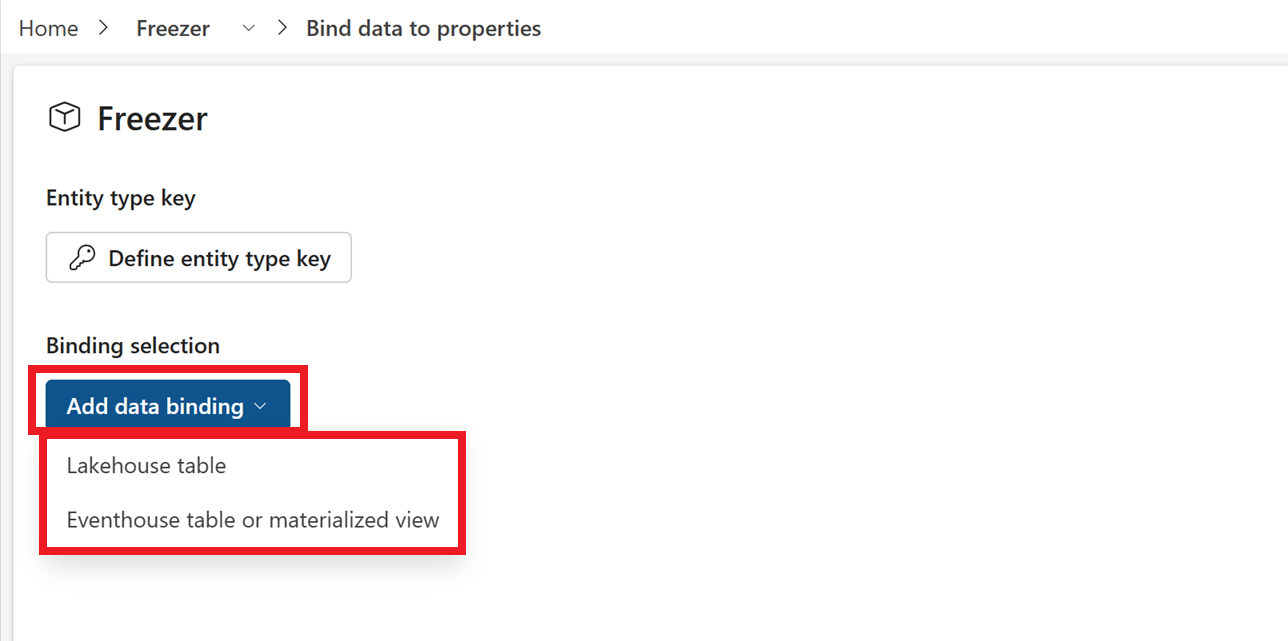 Screenshot of the data binding page and data source selection.