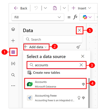 Screenshot of the close data pane.