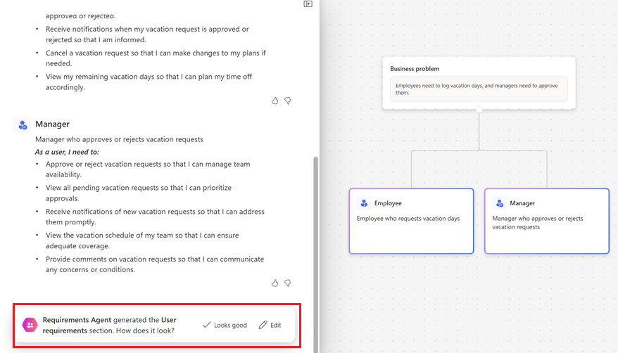 Screenshot of plans showing user roles and stories. Options to edit or add roles are visible.