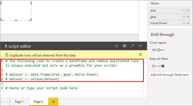 Screenshot of the R script editor with the script code highlighted.