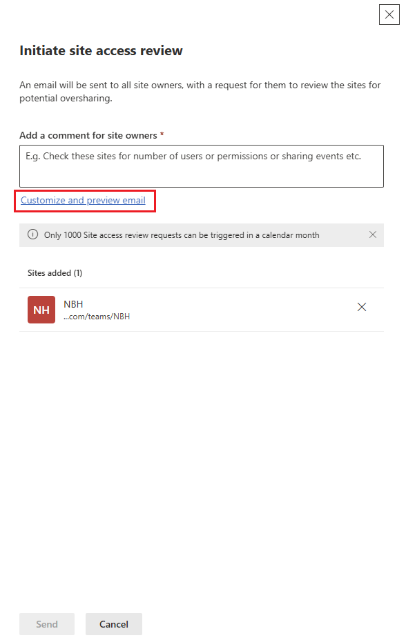 Customize the email to be sent to site owners