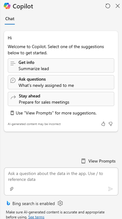 Screenshot of the Copilot user interface.
