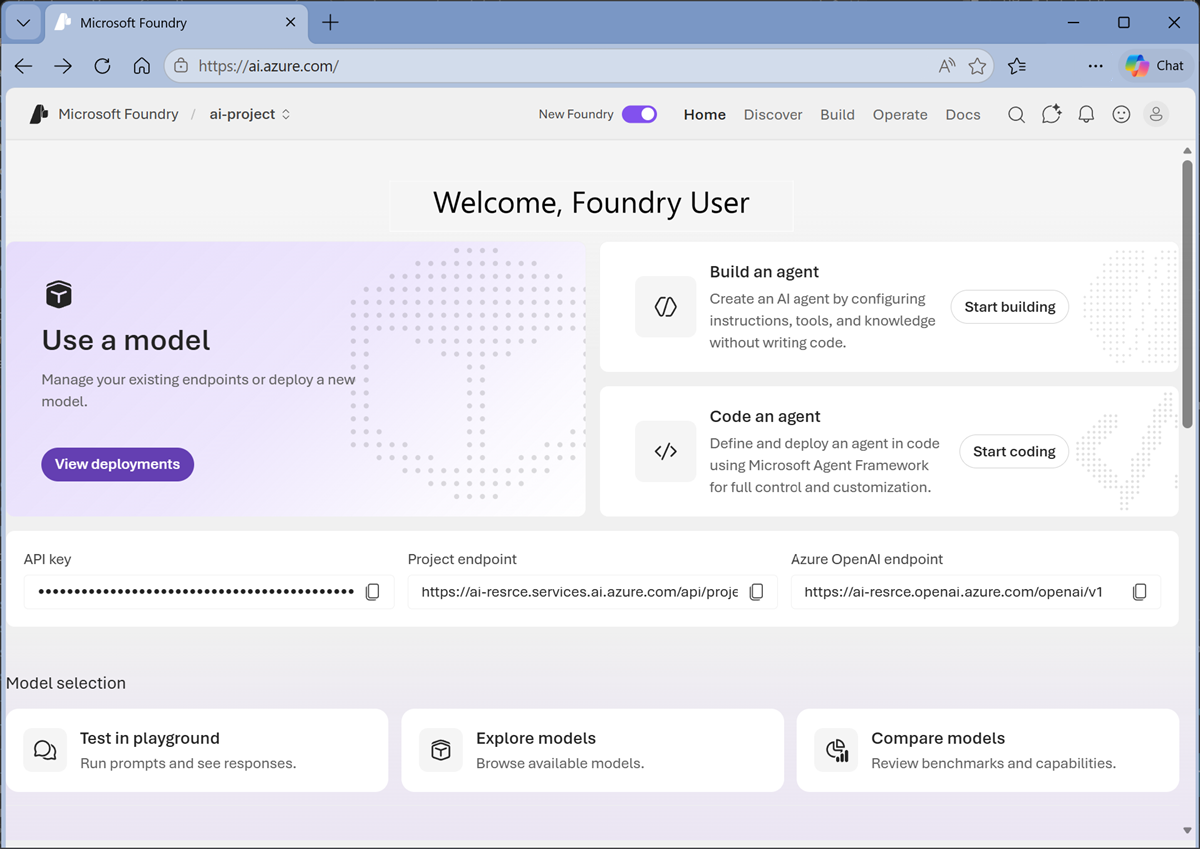 Screenshot of Foundry main page.