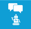 Diagram of speech bubbles and a robot.