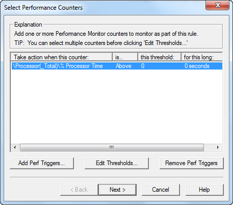 The Select Performance Counters dialog box.