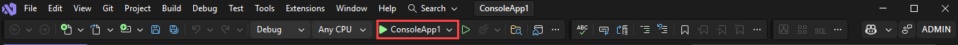 Screenshot of the Start Debugging button in the debug toolbar.