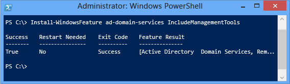 Screenshot of a terminal window that shows where to provide the -IncludeManagementTools argument.