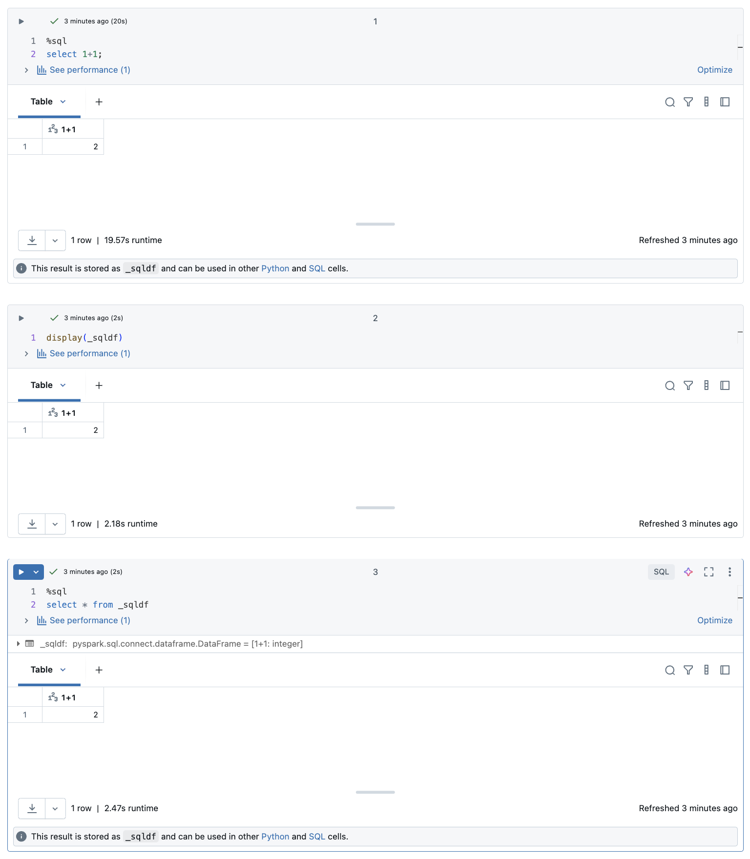 DataFrame de résultats SQL