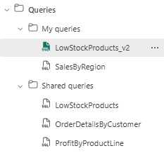 Screenshot del portale Fabric della cartella delle query.