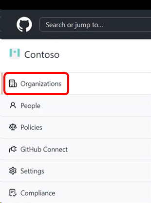 Selezionare Organizations