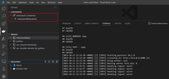 Schermopname van een voorbeeld van het uitvoeren van een container in VS Code.