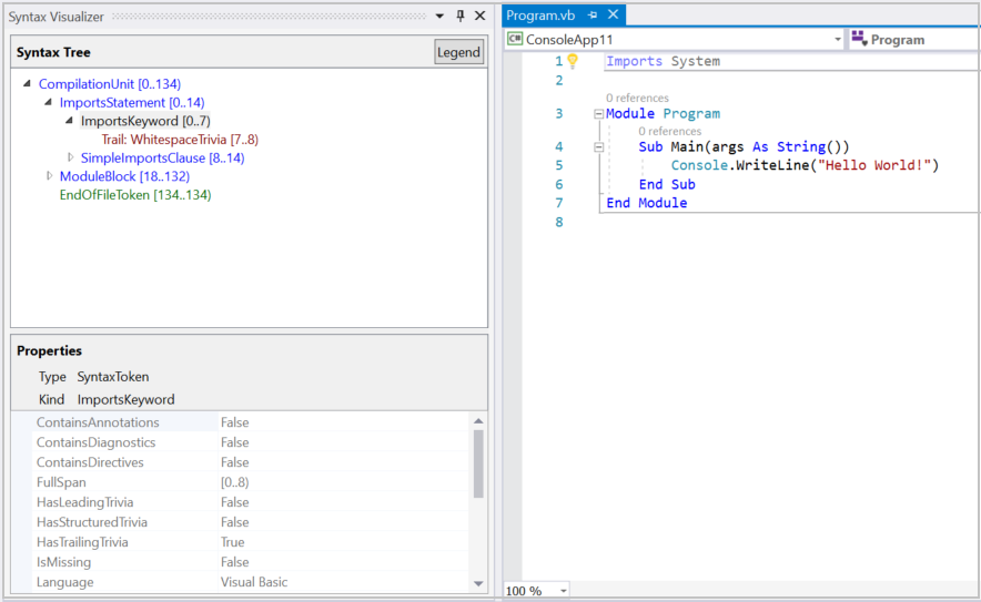 Een Visual Basic-syntaxisstructuur visualiseren