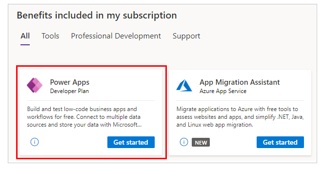 Power Apps Developer-abonnement in Visual Studio Power Apps Developer-abonnement in Visual Studio.