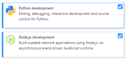 Ontwikkelworkloads voor Node.js en Python