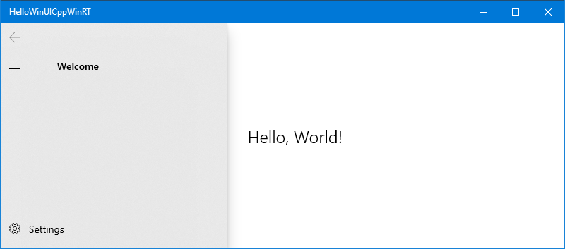 Schermopname van eenvoudige C++/WinRT-Windows UI-bibliotheek
