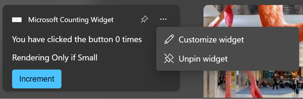 Een schermopname van een widget waarin het aanpassingsdialoogvenster wordt weergegeven.