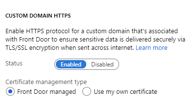 Captura de tela da caixa de diálogo HTTPS do Custom Domain.