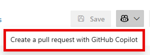 Skärmbild som visar en markerad listruta i GitHub-menyn samt alternativet Starta en GitHub pullbegäran.