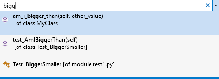 Skärmbild som visar kommandot Gå till i Visual Studio.