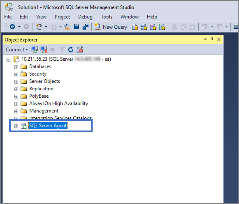 Screenshot 演示如何验证是否已安装SQL Server 代理.